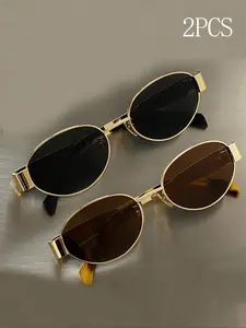 Unisex Oval Frame Glasses, Trendy Casual Eyewear for Everyday Use, Fashion Accessories for Outdoor Activities, Trendy Beach Eyeglasses