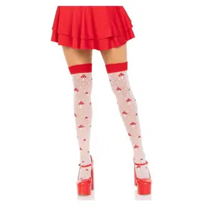 Leg Avenue Spandex Sheer Polka Dot Mushroom Thigh Highs