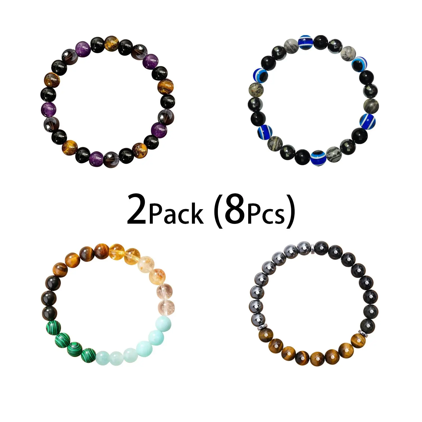 Lucky Bracelet 4 pcs set,Colorblock Beaded Crystal Bracelet,Natural Citrine, Malachite,Money Attraction Bracelet,Brings Self-esteem first bracelet,Unisex Jewelry Gift glass beads,protection bracelet