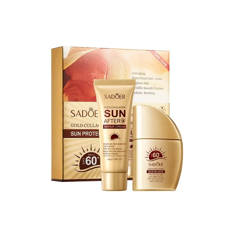 Golden Collagen Sunscreen with SPF50+ PA++++, Lightweight and Waterproof Broad Spectrum Facial Cream for Sun Protection, All Skin Types, Face Sunscreen, Adults, Sunscreen For Face, Face Cream