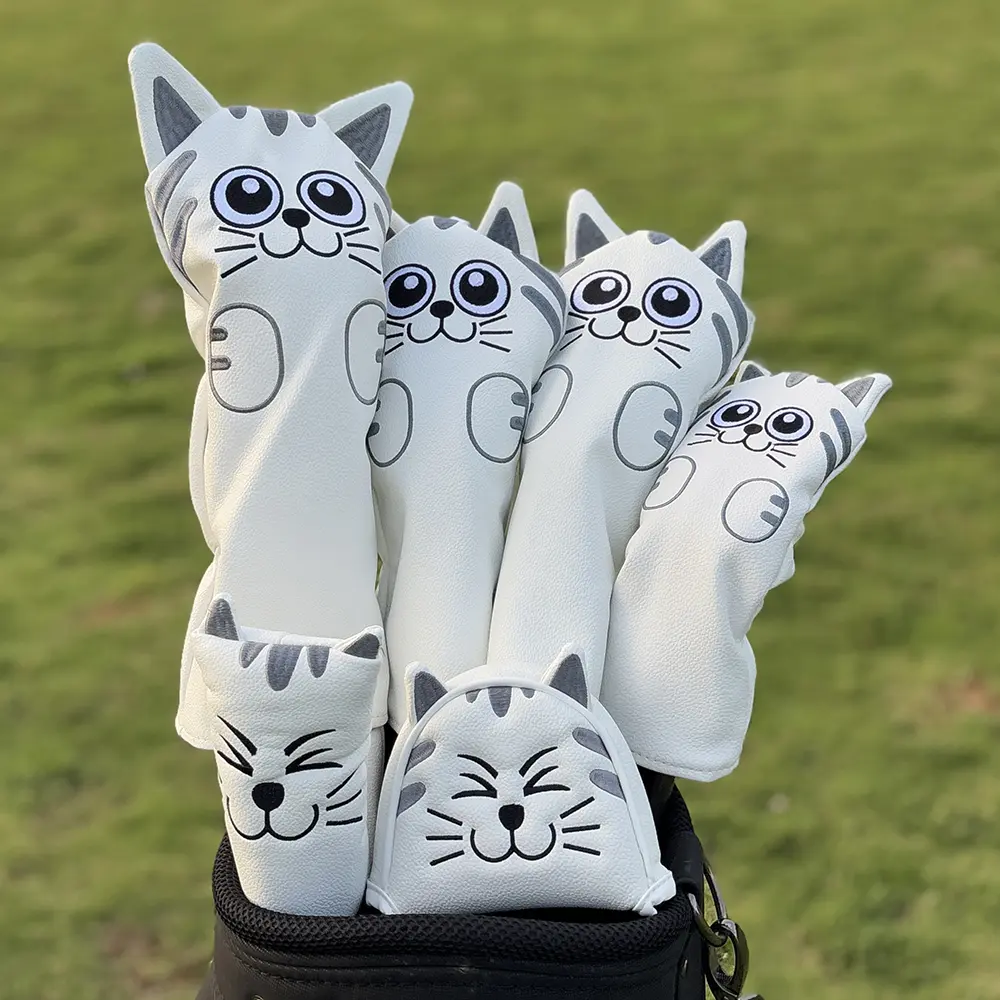 Adorable Kitten Golf Club Head Cover, Soft Protective Stylish Golf Accessories, Golf Gift Accessory for Female Golfers & Cat Lovers, Ideal Gift for Golfers