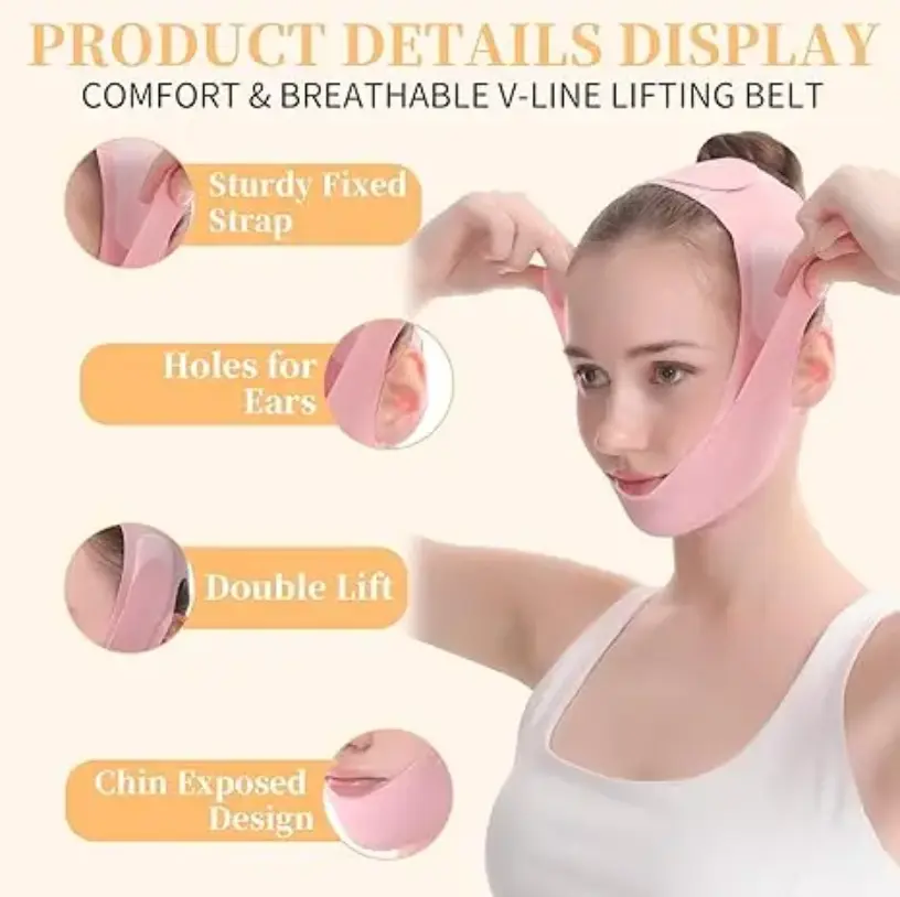 Women's V-Line Facial Lifting Chinstrap - Reusable Sleeping Jaw Strap, Jaw Exerciser, Jawline Shaper, Chin Up Tape, Jaw Straps