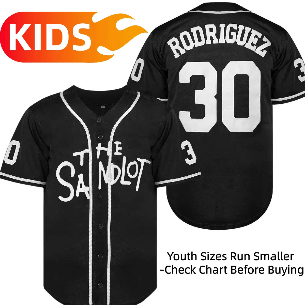 Youth Baseball Jersey,#30 Benny The Jet Rodriguez The Sandlot Movie Baseball Jersey, Sports Active Polyester Breathable Quick Dry Kids Shirt Casual Sporty Top Fan Sportswear Top tiktokshopbacktoschool