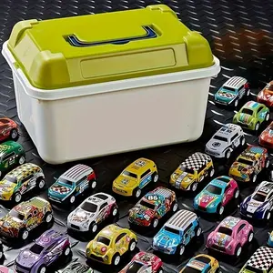25/ 50 pieces of fashionable alloy elastic tin car simulation racing toy, Sports Car Model, children's interactive toy car model with storage box, perfect birthday collection edition surprise gift for boys over 3 years old (random style and color)