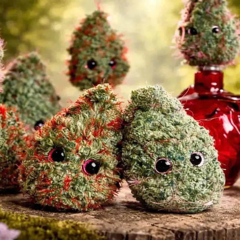 Adopt-A-Dragon Fruit Crochet Plush | Handmade Weed Nug Plushie | Cute Cannabis Buddy w/ Adoption Certificate