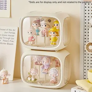 [Transparent display box] Stackable doll display box | Storage box for storing dolls, multi-level miniature scene organizer