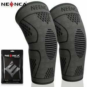 NEENCA 2pcs Breathable Compression Knee Sleeve for Men Women High Elasticity Knee Support with Non-Slip Silicone Strip for Running, Exercise, High Intensity Sports, Black