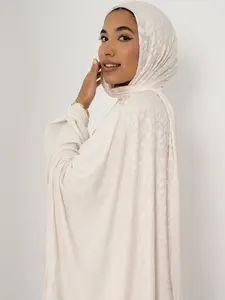 Tiger Patterned Jersey Hijab - Oat Beige