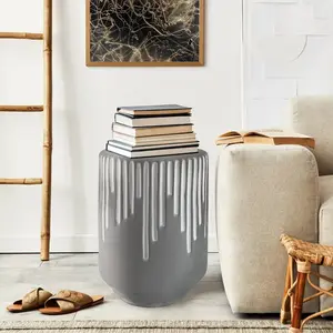 Contemporary Indoor/Outdoor Stool, Ceramic Garden stool ,Gray，house accessories furniture tea table  bedside davenport desk  bench nightstand set