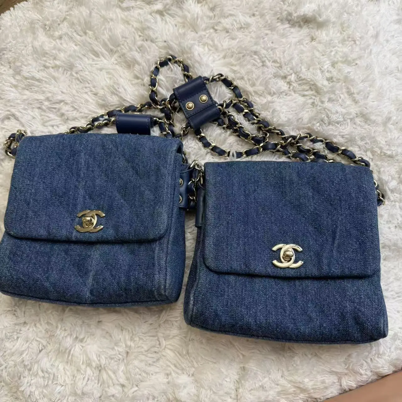 Pre-owned CHANEL Canvas Crossbody Bags Denim Side Pack Bag