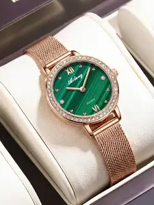 Luxurious Full Diamond Peacock Ladies Watch, Mesh Band Quartz Watch, Versatile Commuter Wristwatch, Analog Face, Elegant Style