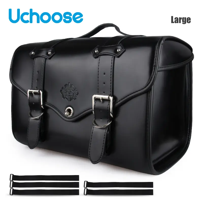 Large Oversized Black Classic Retro Motorcycle Trunk - Universal-Fit Tailstock Luggage Compartment for Motorcycles, Electric Vehicles, Retro Enthusiasts