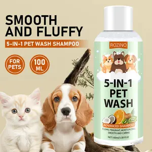 【Ten pack at a better price】Rozino 5-in-1 Pet Wash with Tea Tree Mint Citrus Coconut Oil Kiwi Fruit & Honey Extract for Clean Fragrant Moisturized Smooth Coat Advanced Shampoo 100ml 3.381fl.oz