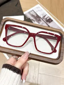 Women's Square Frame Glasses, Oversized Fashion Accessories for Business and Campus Style, Daily Wear Decorative Eyewear, Trendy Casual Eyeglasses, Square Frames Glasses
