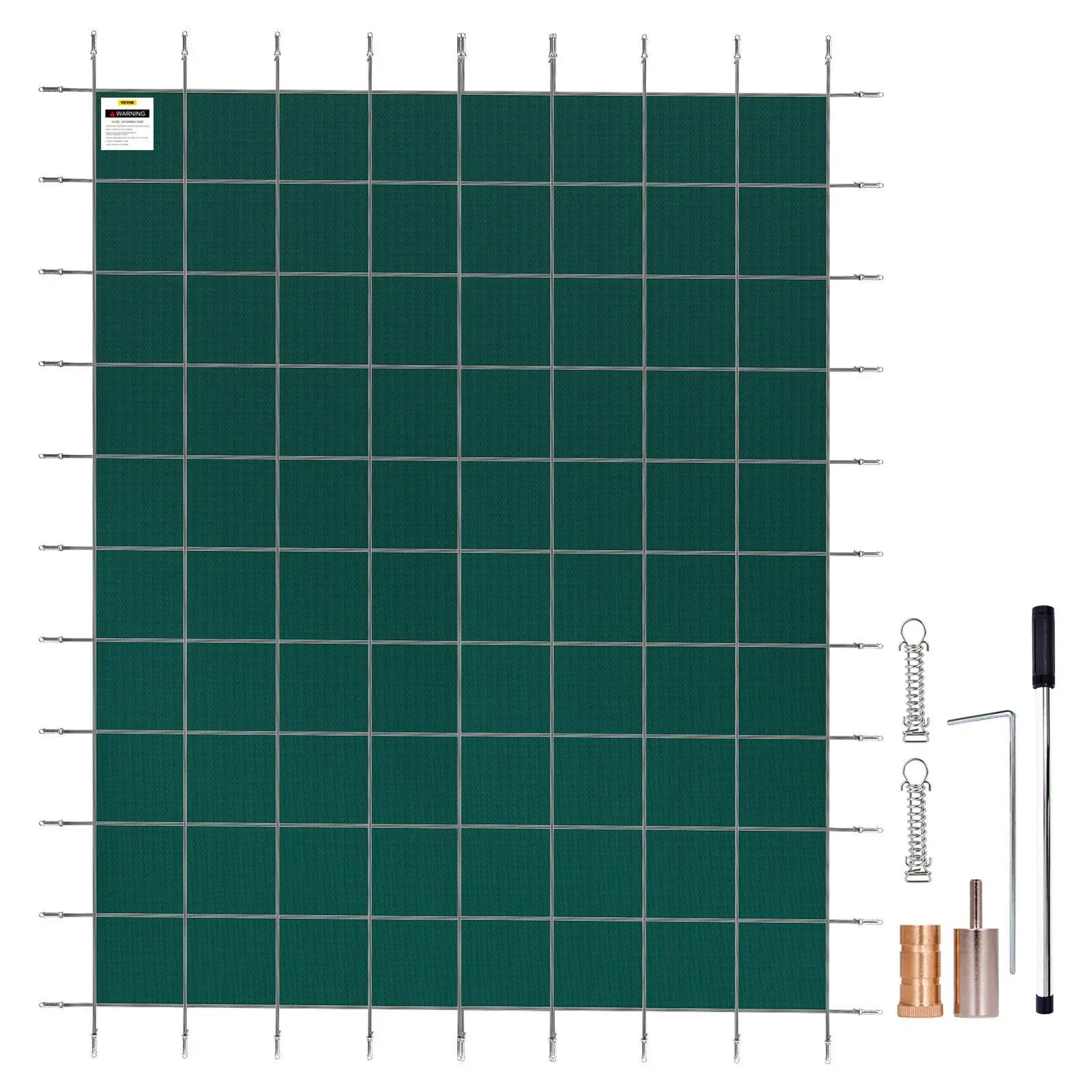 【Fallpicks】VEVOR Inground Rectangle Pool Cover (Fits 18x40 ft Pool), 20x42 ft Winter Option, Triple-Stitched High-Strength PP Mesh, Rain-Permeable, Hardware Kit with Concrete Anchors & Tension Springs, Assembly Required, Green