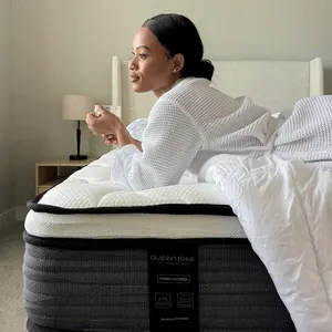 QueenRose Hybrid Mattress in a Box 10/12/14 Inch Individual Pocket Coils Memory Foam Queen/King Bed Firm Support Relieve Back Pain Easy Setup Outdoorfun Sleep Well, Excellent gift for Christmas and New Year