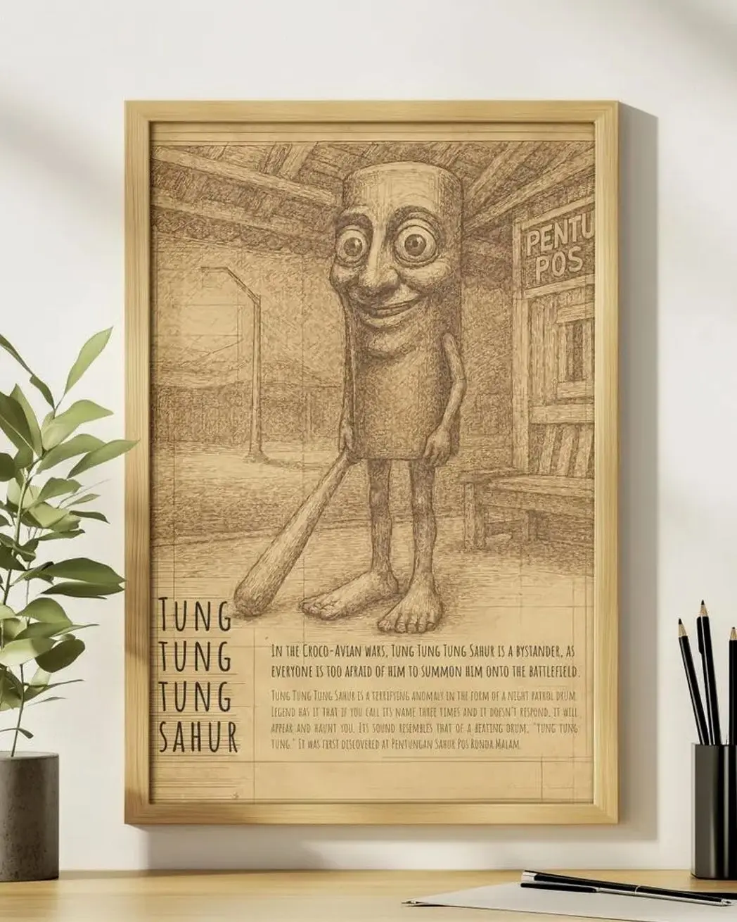 [UNFRAMED POSTER] Tung Tung Tung Sahur Meme Poster, Brainrot Memes, Meme Posters, Weird Absurd Hilarious, Stupid Gift, Social Media Viral, Italian Brainrot