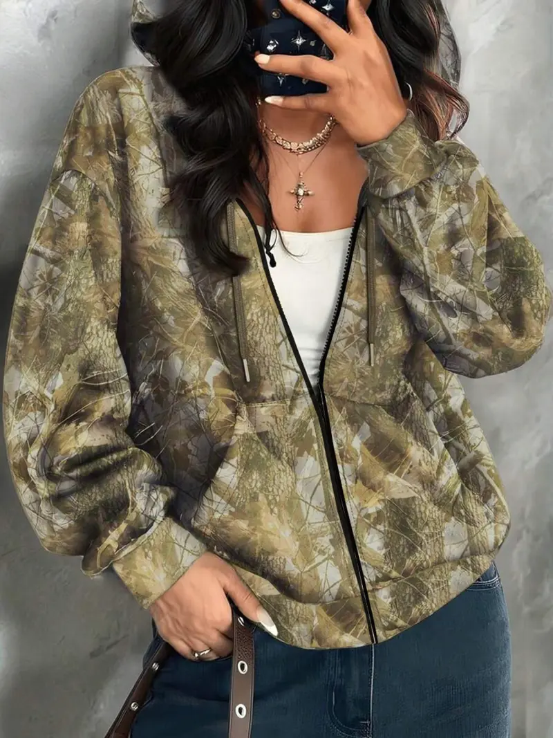 camo cropped hoodie - TikTok Shop