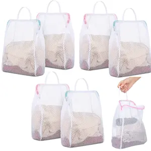 A Set of 6 Pcs Durable Square Laundry Bags Honeycomb Mesh with Zippers and Handles Ideal for Socks Underwear Travel Clothing Graduation Back-To-School Season Hand Tools Kits Summervibes