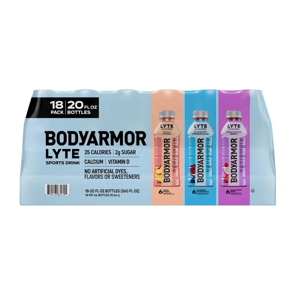 BODYARMOR Lyte Sugar-Free Gluten-Free Sports Energy Drink, Electrolyte Hydration Beverage with Coconut Water, Vitamins, Sea Salt, 20 fl oz Bottles, 18-Count Variety Pack