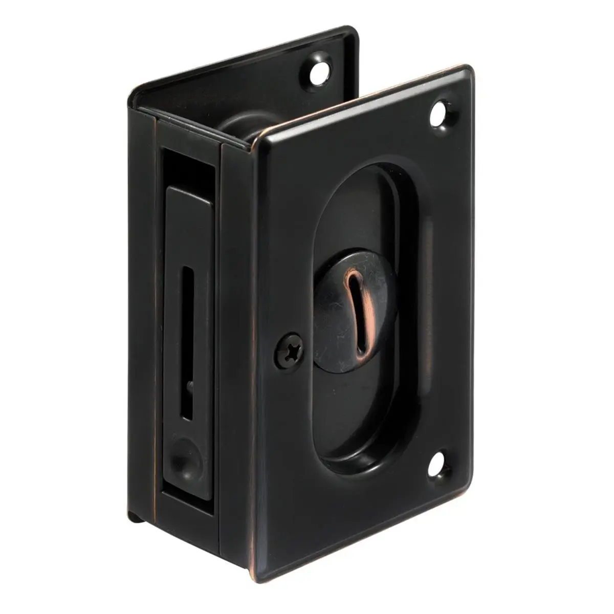 212 MAIN Bronze Deluxe Pocket Door Privacy Lock & Pull, Hardware for Door Installations, Pocket Door Lock