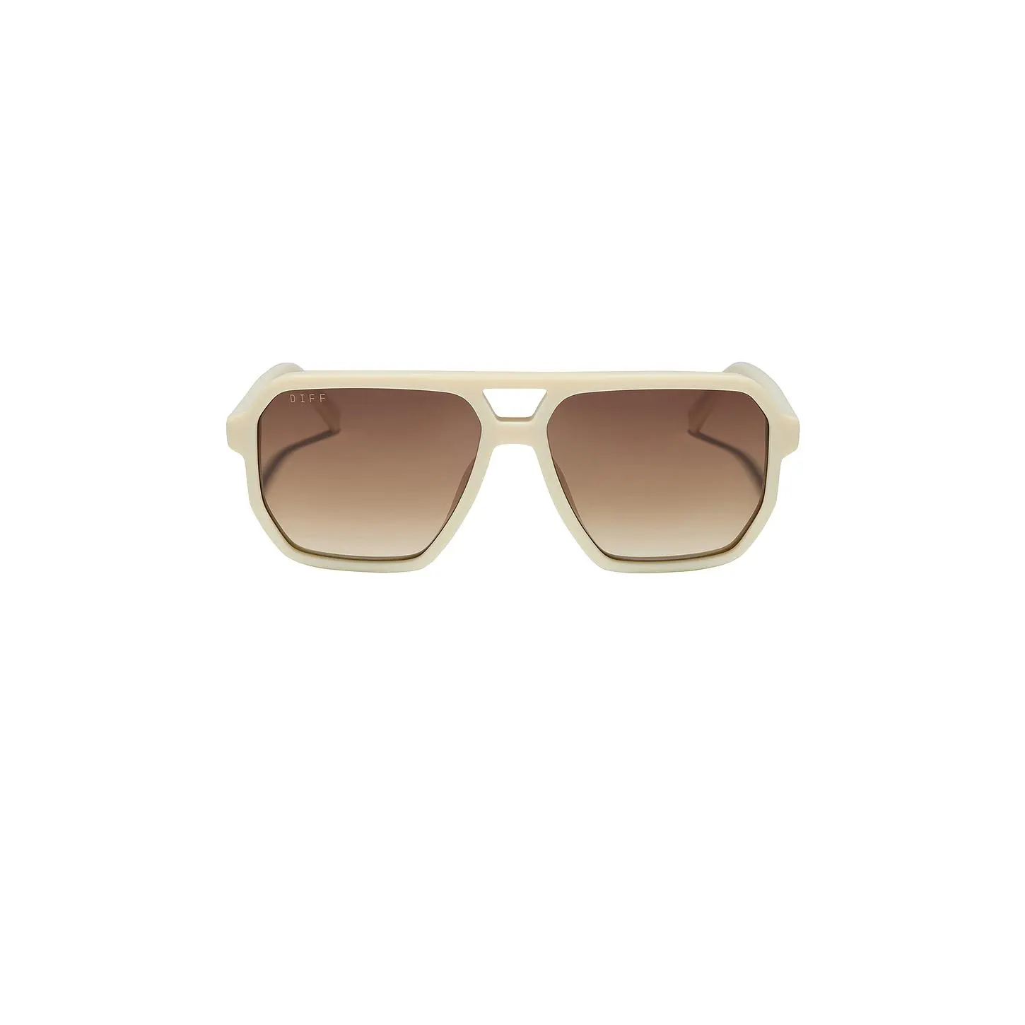 DIFF EYEWEAR Cameron Sunglasses in Courtside Ivory & Brown Gradient Polarized