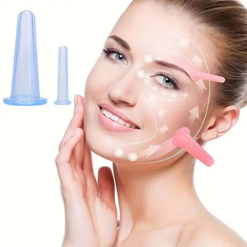 Silicone Facial Cupping Set, 4 Counts/set Portable Easy-to-use Vacuum Massage Tool Kit, Cupping Device for Eye and Facial Skin Care and Relaxation, Facial Care Tools
