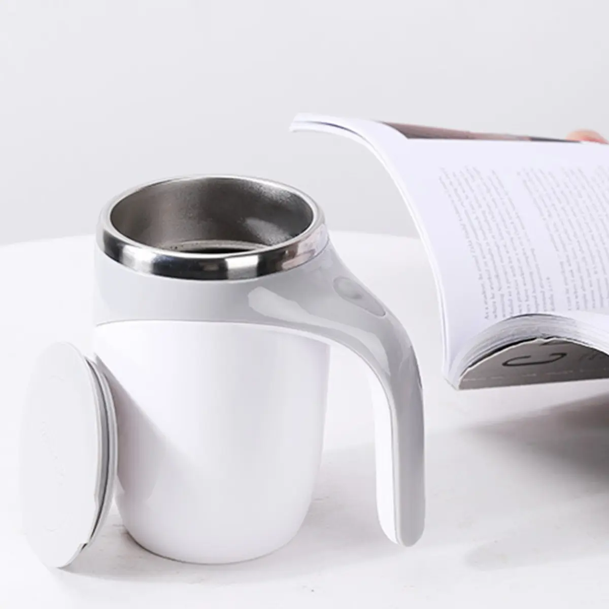 【Birthday gift】Coffee Cup 380ml Electric Coffee Mug with Lazy Rotating Magnet Design Stainless Steel Automatic Stirring Reusable Travel Mug,Valentine's Day gift