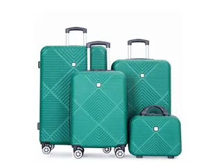 Luggage Sets 4 Piece Suitcase Set (14/20/24/28)Hardside Suitcase with Spinner Wheels Lightweight Carry on Luggage(Dark Green)