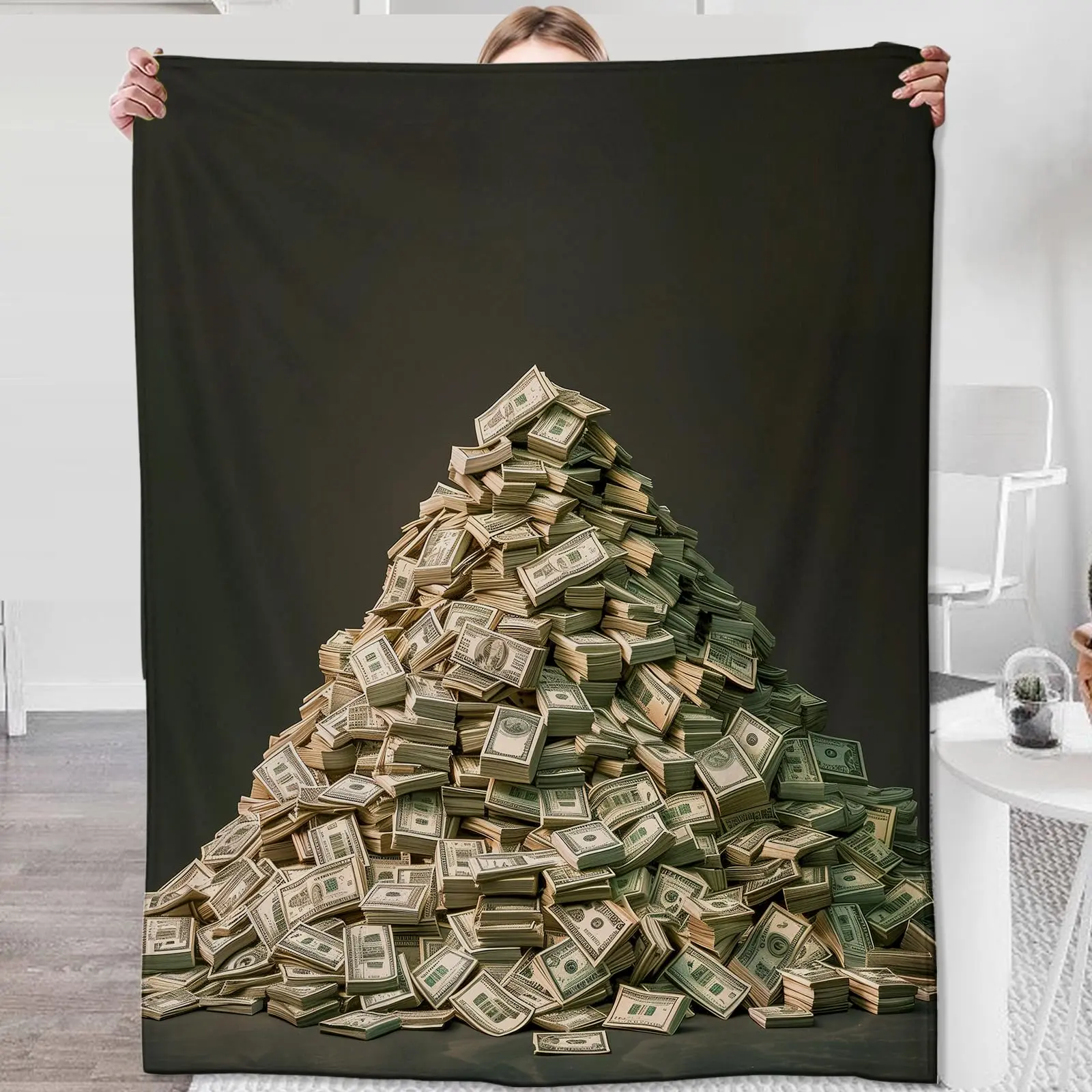 Customized Bills Blanket - Wrinkle-Resistant, Lightweight, Warm, Soft, Durable, Modern Throw with Letters for Television Viewing, Studying, 60×80In（203Cm×152Cm）), Flat Weave