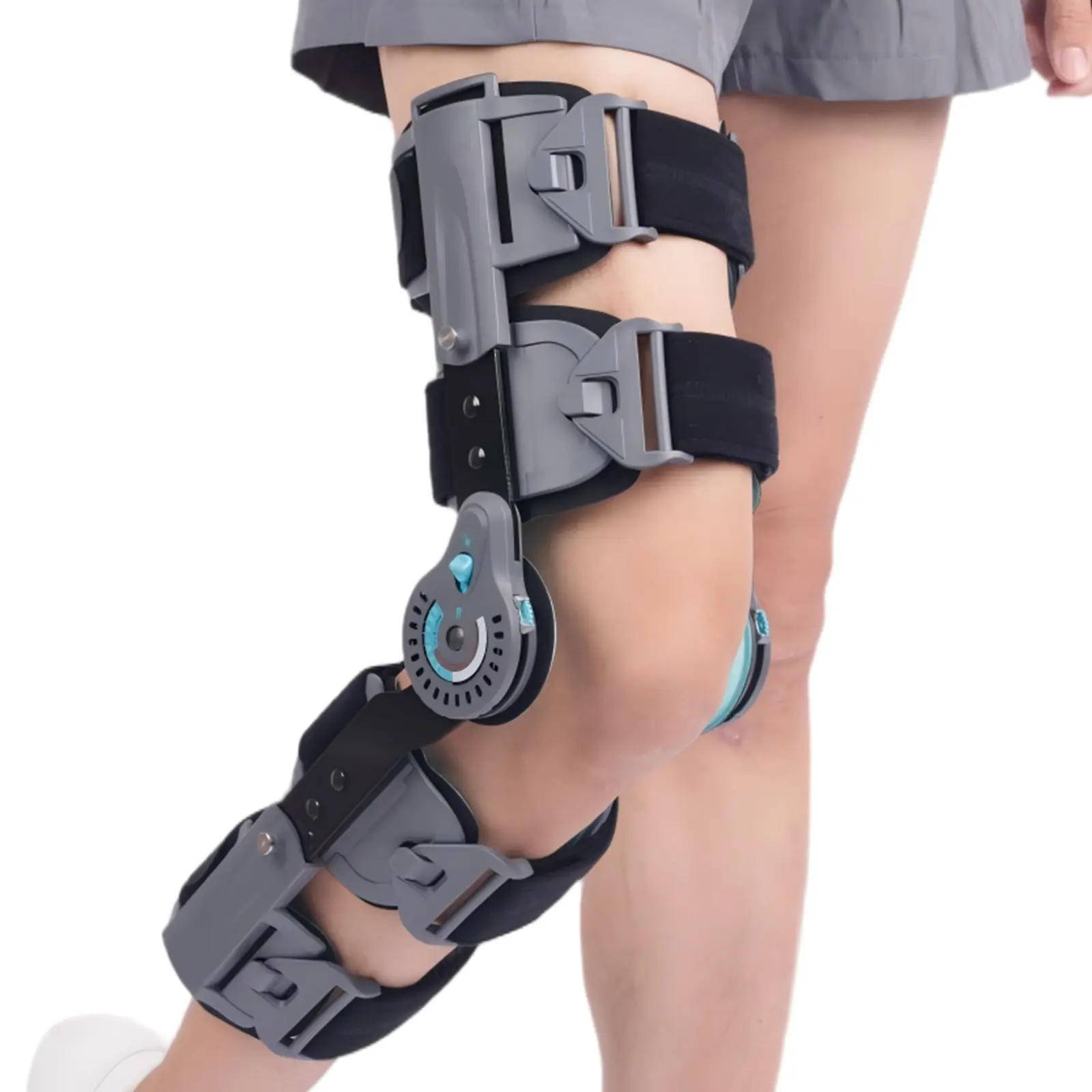 Hinged Knee Brace for Adults' Legs - Alloy Metal Support Stabilizer, 0 ° To 120 °° Adjustable Angle, Post-Op Recovery Immobilizer, Universal Fit, Prop 65 Safe, Ideal for Sports Rehab