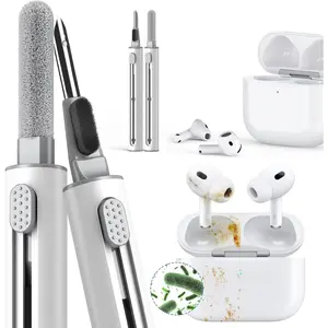 Cleaner Kit for Airpods Pro 3 2 1 Series,Multi-Function Cleaning Pen Tool for Earbuds Headphone  Camera  Devices,with Soft Brush Flocking Sponge -White