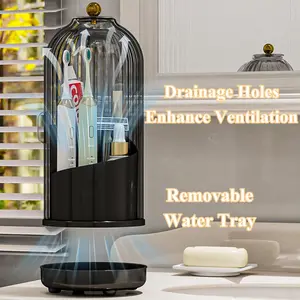 Dustproof Toothbrush Holders with Cover drain  Rotating Electric Toothbrush and Toothpaste Holder for Bathroom Vanity Countertop 3 Slots  Compact Large Capacity Gift Ideas  Valentine 14th birthday gifts boyfriend