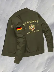 Men's German Flag Jacket, Germany Design Baseball Coat, Zipper Closure, Casual Fitted Outerwear, Flagship Jackets (/military )