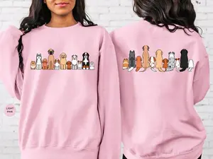 Gildan Vintage Dog Sweatshirt, Soft Cotton Fleece By Gildan, Cute Dog Breeds Retro Funny Front And Back Graphic Pullover, Made In USA, For Men, Women, Buy Now