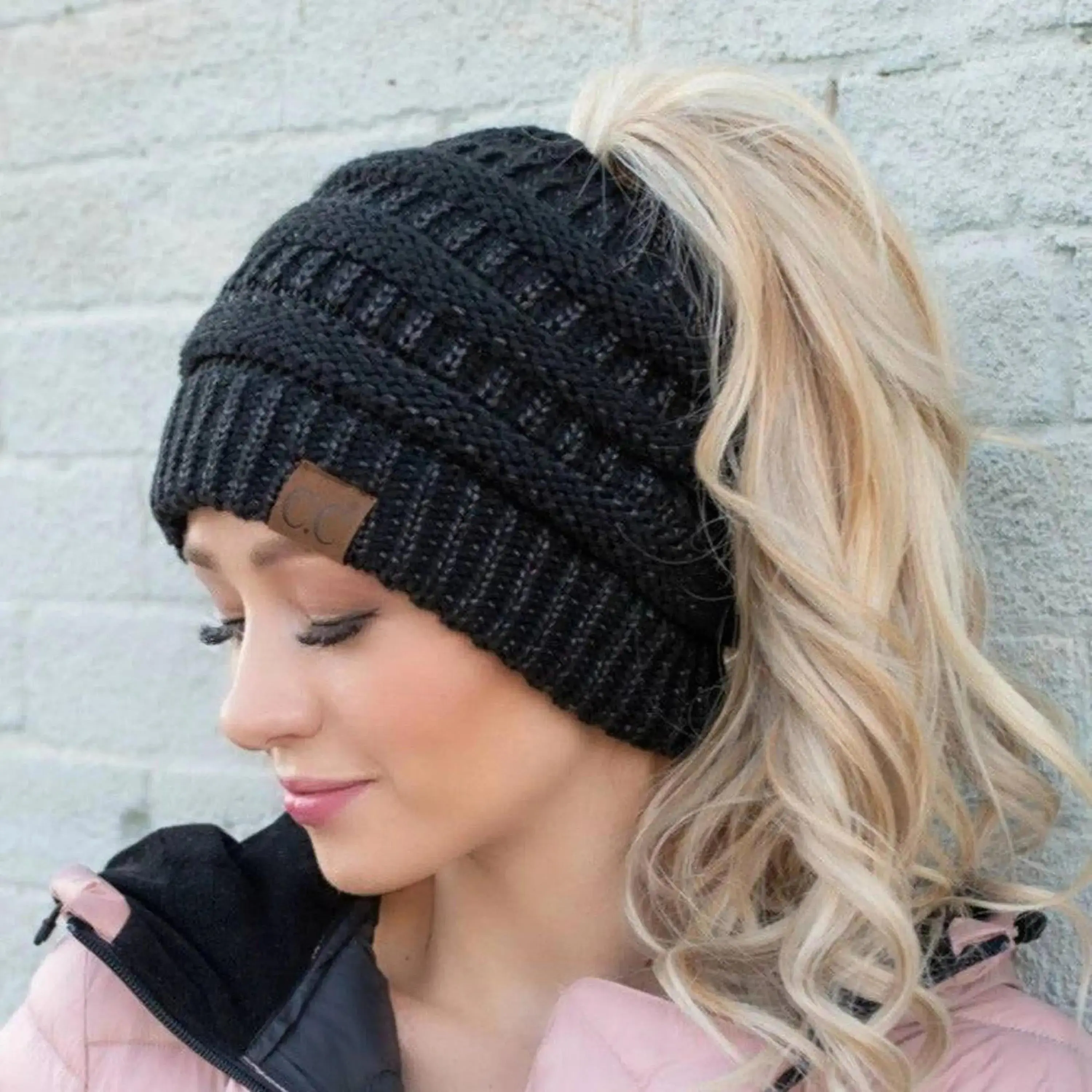 CC Messy Bun/Pony Metallic Beanie CC Messy Bun/Pony Metallic Beanie