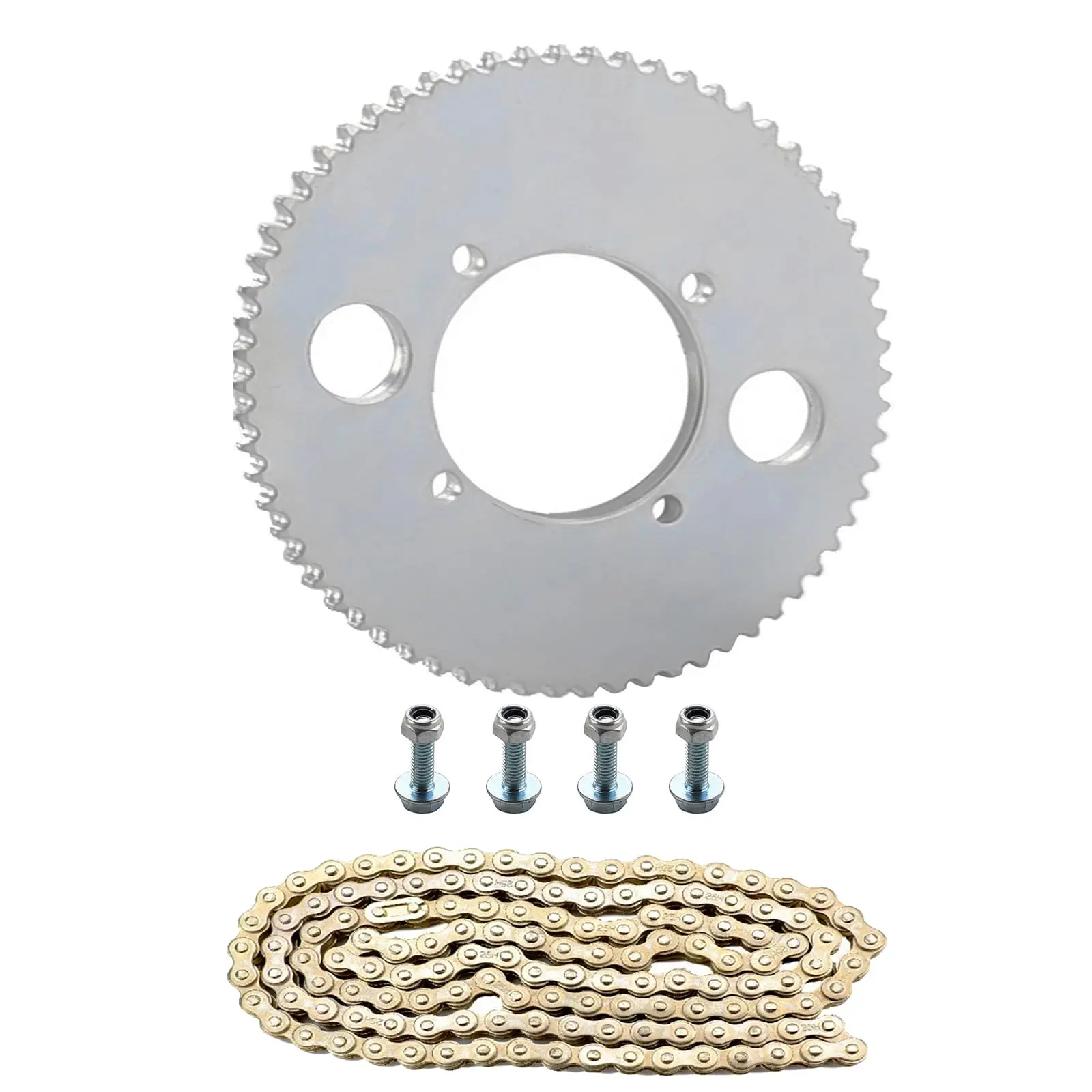 65T 54mm Rear Sprocket with 25H 136 Links Chain for 43cc 47cc 49cc Electric and Petrol Scooter Razor eBike Dirt Pit Bike Pocket Bike Mini Go Kart ATV Quad Buggy Dune Lawn Mower Four Wheeler