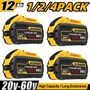 【high-quality】1/2/4pack DCB609 12.0Ah Battery Replacement for Dewalt 20V/60V Long battery life Battery Compatible with DCB606 DCB612 DCB200 DCB201 DCB203 DCB204 DCB206 DCB207 DCB209 Larger battery capacity