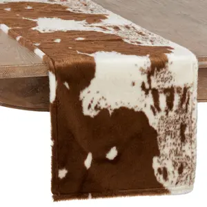 212 MAIN 16x54 in. Lait Collection Faux Fur Runner Rug, Cowhide Inspired Design, Brown, Faux Fur Texture, Cowhide Rug, Natural Look