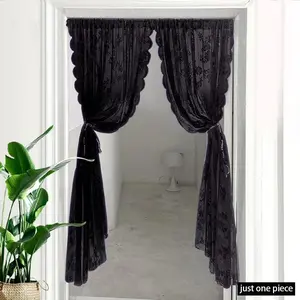 Lace Sheer Door Curtain, 1 Piece Hollow out Flower Pattern Door Curtain, home decoration curtain for Kitchen, Bedroom & Living Room Decoration, Interior Decoration Accessories