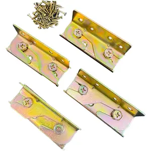 Bed Rail Brackets, Bed Frame Bracket Connectors for Wooden Beds Heavy Duty Non-Mortise Bracket Fasteners Bed Rail Fittings Set of 4 Screws Included