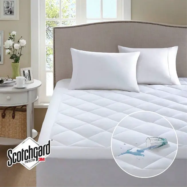 Sleep Philosophy 3M Moisture-Wicking Hypoallergenic Stain-Resistant Waterproof Deep Pocket Mattress Pad Bed Cover, Serenity White Bed Pads, Waterproof Bed Pad