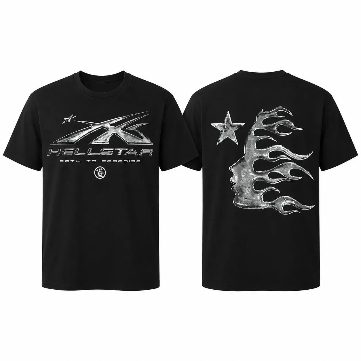 Unisex Cotton Graphic T-Shirt, Vintage Menswear Streetwear Vibe with Star Print, Lightweight Round Neck Tee for Casual Wear