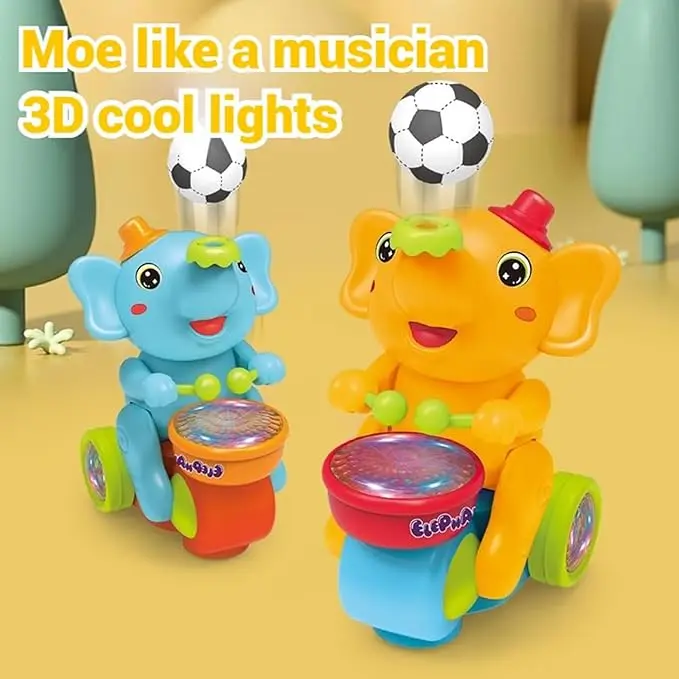 Toddlers' Interactive Foam Elephant Toy (1 Piece, 8x6x5 in) - Infant-Safe Educational Musical Toy with LED Lights, Realistic Sound Effects, Soft Drum, Sensory Learning Tools for 6+ Years, Strengthen Muscles, Obstacle-Avoiding, Stimulate Auditory Developme