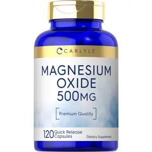 Carlyle Magnesium Oxide 500mg | 120 Capsules | Premium Quality | Non-GMO and Gluten Free Supplement