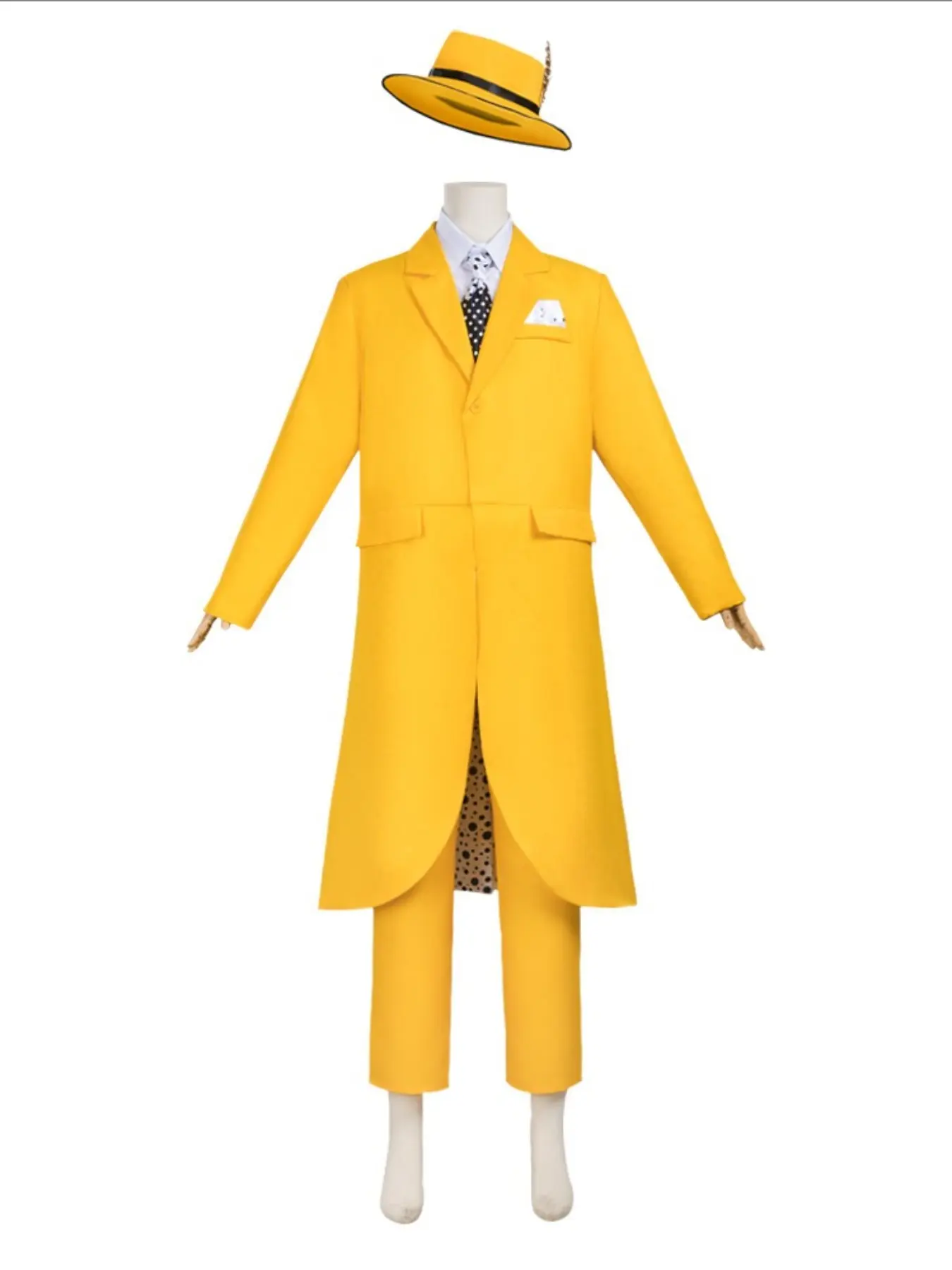 Cloak Cosplay Costume Outfit Jimcarry Mask Long Suit Halloween Carnival, Slim Fit Regular Length Geometric Pattern All Season Wear