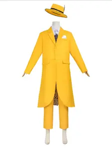 Cloak Cosplay Costume Jimcarry Mask Long Suit Halloween Carnival, Slim Fit Regular Length Geometric Pattern All Season Wear