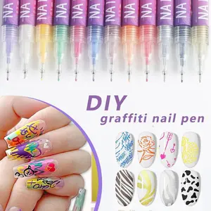 Cutics 12 Color Nail Doodle Pen for DIY Nail Art Quick Drying Acrylic Painting and 3D Dot Embroidery MMA Acrylic Nail Marker On Nails Quick Drying Dot Stitching Nail Art Pen Home Salon DIY Use Nail Care Manicure Polish Cosmetic Smooth deals for you days