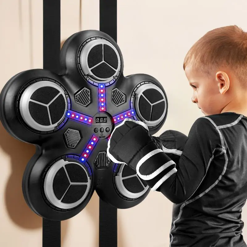 The music boxing training machine, Boxing speed trainer, Smart boxing machine, features 5 buttons, dynamic lighting, scoring function, and can be connected to a mobile phone for exercise, fitness, children's reaction training, and rhythm training