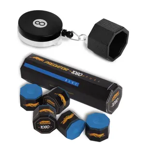 1 tube/5pcs of Predator Chalk & OKKO Retractable Octagon 8-Ball Chalker Billiard Pool Cue Chalk Holder with Belt Clip Black
